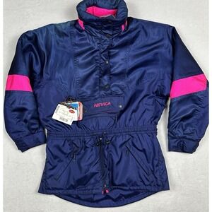 VTG Nevica Women 90s Survival Blue-Pink Ski Jacket FS 20MC Front Line Pullover 8